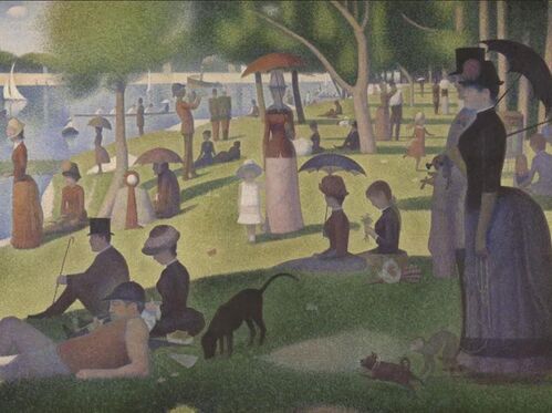 TARDE DE DOMINGO EN LA ISLA DE LA GRAN JATTE-  SEURAT